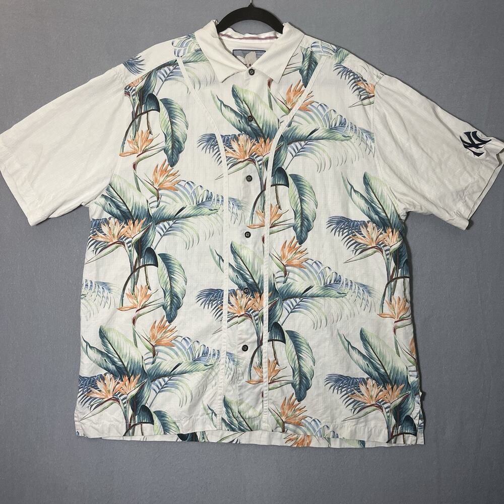 TOMMY BAHAMA Baseball NY Yankees 100% Silk Shirt MLB‎ Hawaiian Tropical XL